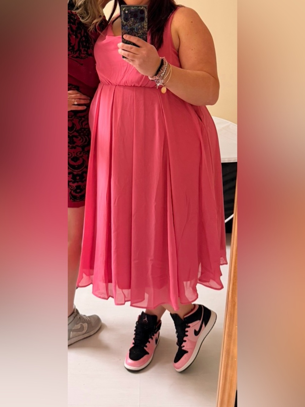 torrid Bright Pink Cowl-Neck Midi Dress